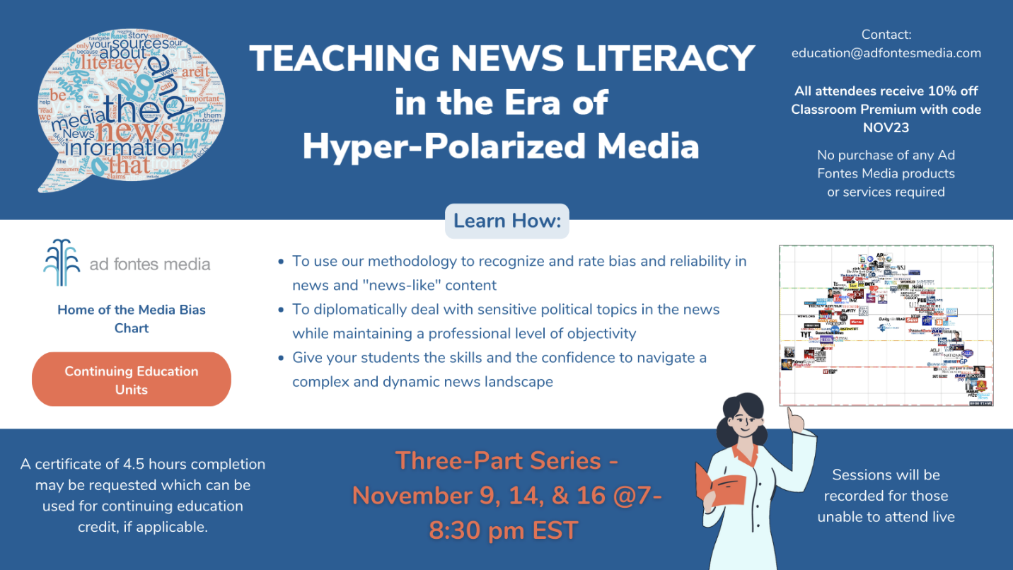 Ad Fontes Media Announces Next Webinar on Teaching News Literacy in the Era of Hyper-Polarized Media