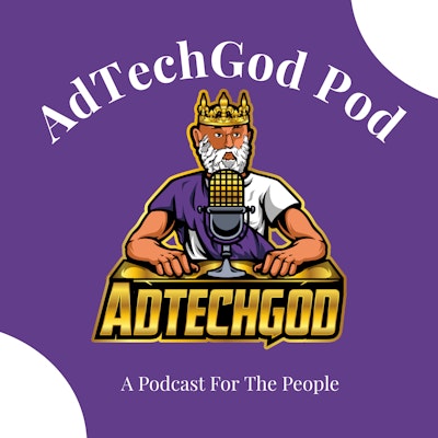 Purple logo for AdTechGod Pod